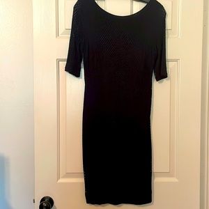 Black cotton knit lined cutout dress
